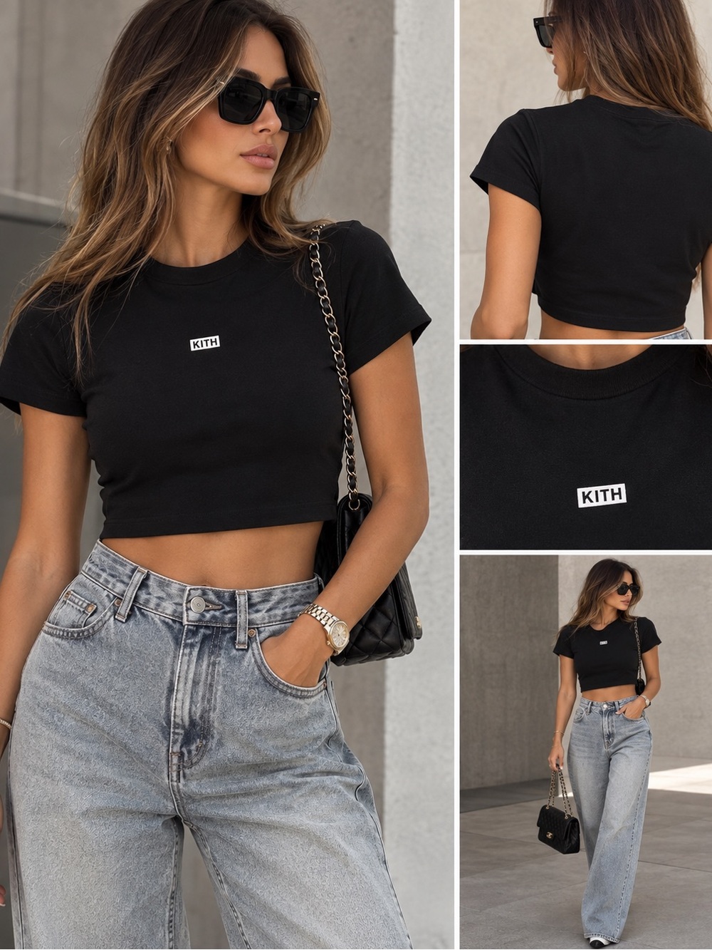 KITH Women’s Black Cropped T-Shirt – XS